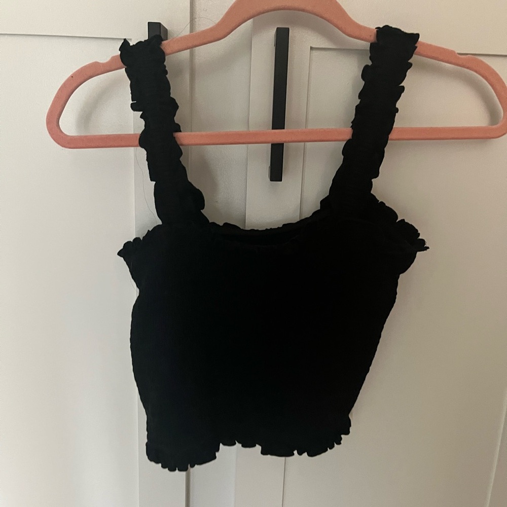 Black Ruffled Women's Top Size Medium